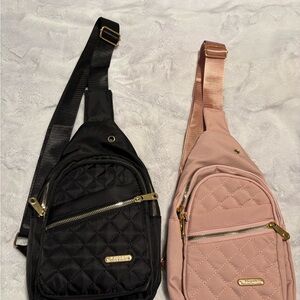 Quilted Black and Pink Sling Bags